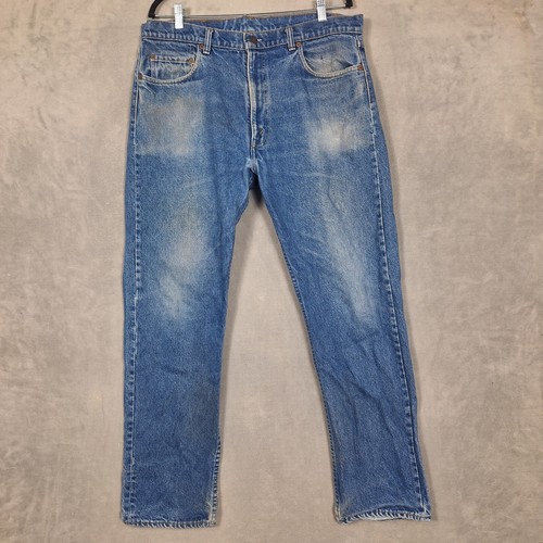 Vintage Levi's 505 0217 38x32 Jeans Regular Fit Blue Denim distressed 80s