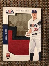 LOGAN SHORE Oakland A's 2015 Panini USA Baseball Game Used Jumbo PATCH 1/25