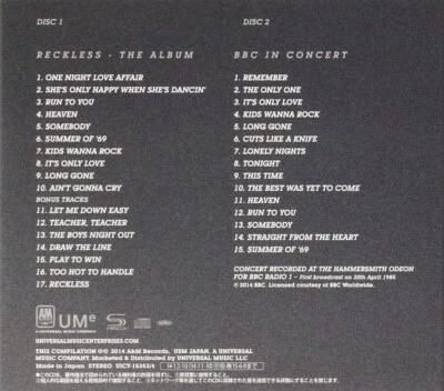 ブライアン・アダムス/レックレス〜30周年記念盤 2CDデラックス・エディション ブライアン・アダムス / レックレス (30周年記念盤 2CD