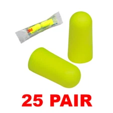 3M 312-1250 Noise Reduction 33dB Yellow Neon Foam Ear Plugs (25 Pair)