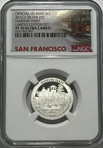 2016 S NGC PF70 UCAM PROOF SILVER QUARTER LIMITED EDITION SET HARPERS FERRY