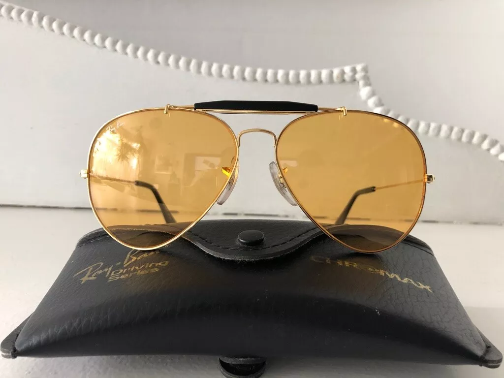 EXC VTG NOS UNWORN W1665 AMBERMATIC ODM BLACK 24KGP B L RAY BAN USA SUNGLASSES