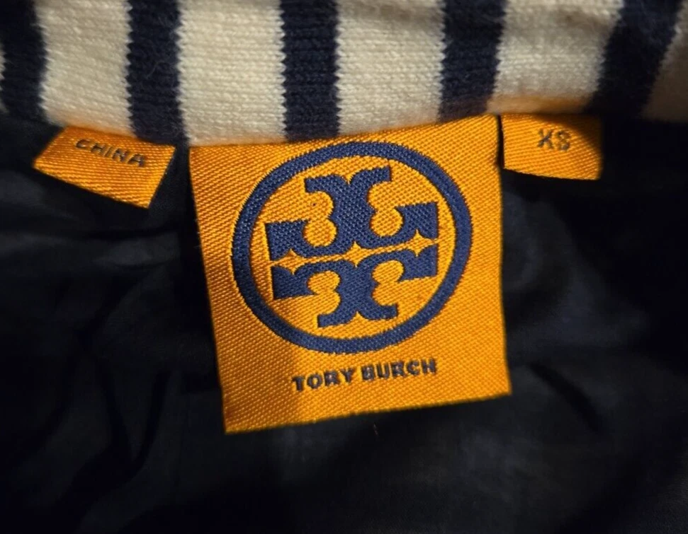 Giacca blazer TORY BURCH blu navy e bianco a righe con bottoni taglia XS