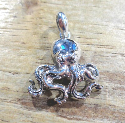 21MM OXIDIZED SOLID 925 STERLING SILVER HAWAIIAN HE'E TAKO OCTOPUS PENDANT