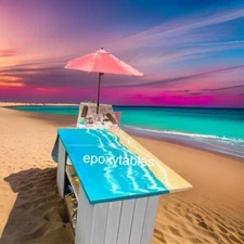 Ocean Wave Beach Dining Table Top Housewarming Kitchen Slab Furniture Garden Dec