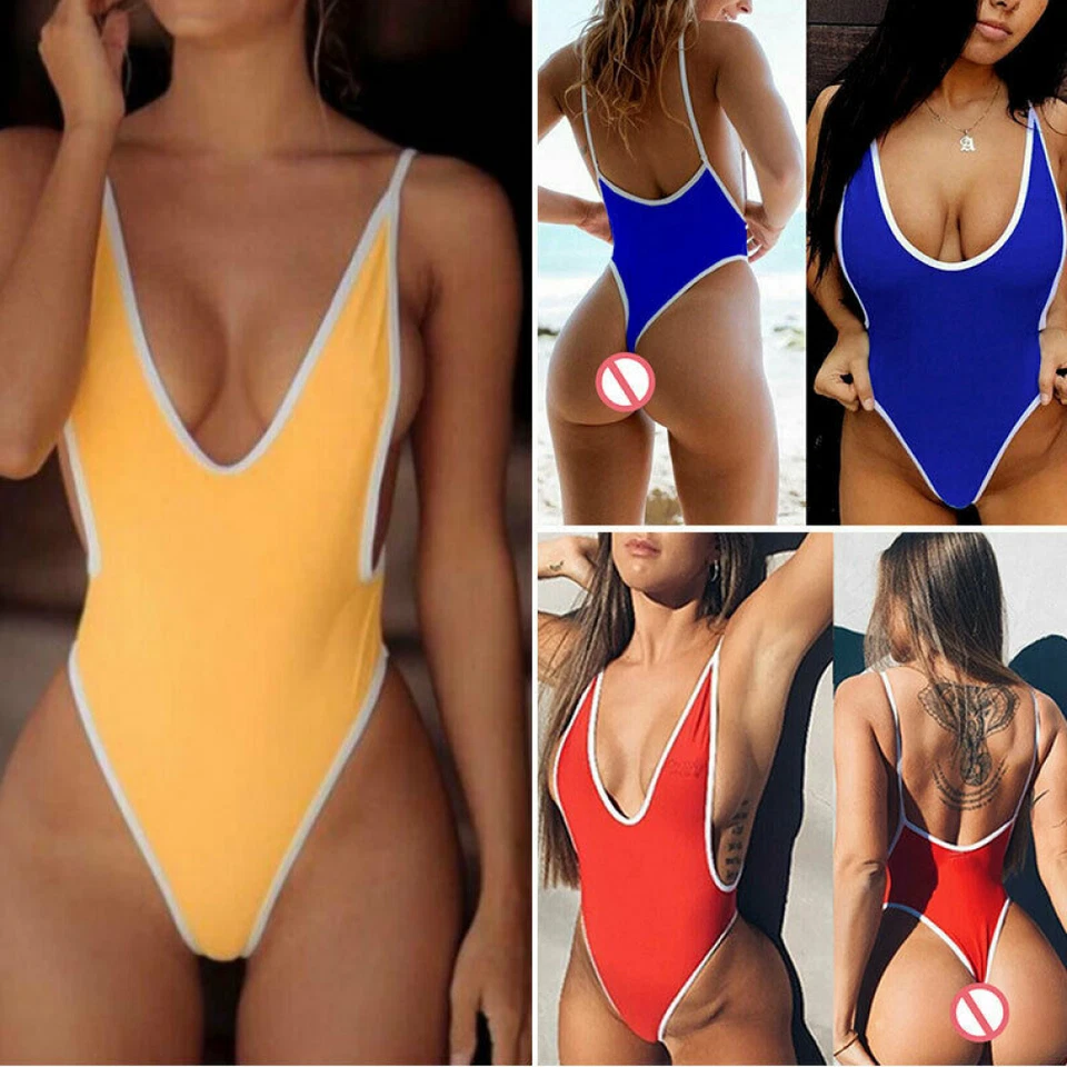 2025 Una Pieza Tanga Corte Alto Leotardo Body Traje de Baño Mameluco Monokini Bikini Foto 4 de 4