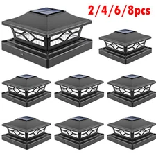 2-8 Pcs Outdoor Flame Light Solar Post Deck Fence Cap 4x4/6x6 Bright LED Light