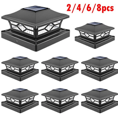 UMEXUS 2-8 Pcs Outdoor Flame Light Solar Post Deck Fence Cap 4x4/6x6 Bright LED Light