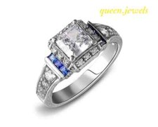 Princess Cut 2.94CT Lab-Created Diamond Halo Engagement Ring 14K White Gold Over