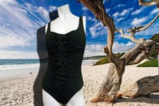 NWT Profile by Gottex RAPTURE Black 1 PIECE BATHING SUIT SWIMSUIT size - 6 D