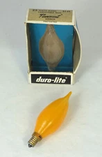 1 Vintage Duro-Lite Flamescent 4069 Spun Satin 25W Candelabra Amber Light Bulb