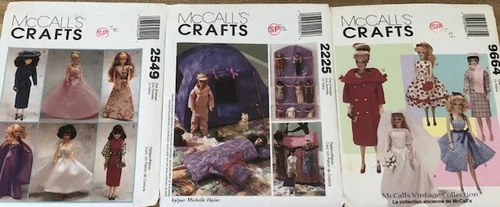 McCall's Doll Patterns 2225, 2549, 9664 Fashions/Accessories for 11.5 Dolls Cut