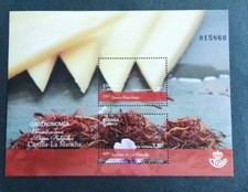 SELLOS ESPAÑA MNH 2016 HOJITA GASTRONOMÍA. CASTILLA LA MANCHA. AZAFRÁN Y QUESO