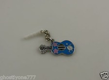 Hawaii blue Ukulele silvertone charm cell phone or fits iPad ear cap dust plug