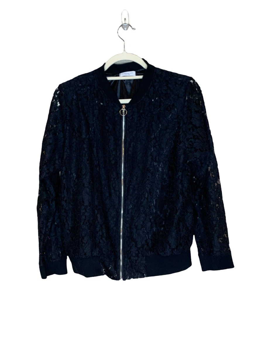 Black Lace Bomber Jacket