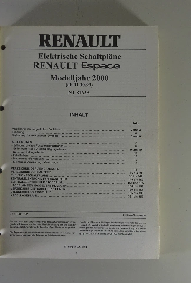 Manual De Taller Electricidad / Esquemas Renault Espace III JE Año Modelo 2000 - Imagen 2 de 2