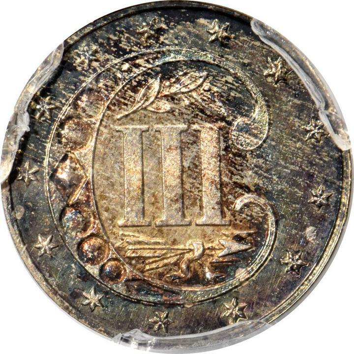 1869/8 PCGS PR64 So-Called Overdate ✓ PROOF Three Cents 🔴 KEY