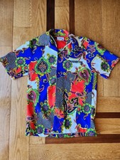 VTG Andrade Hawaiian Colorful Paisley Button Up Short Sleeve Shirt Polyester USA