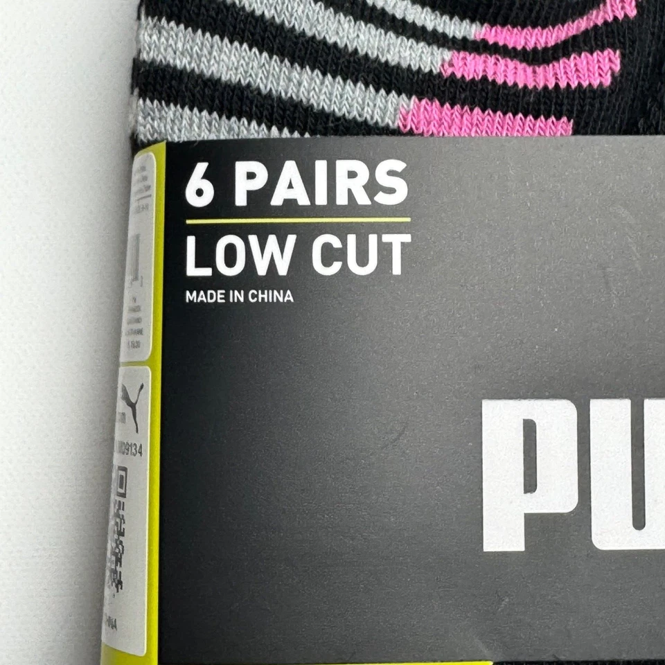 PUMA Mujer 6 Pares Calcetines Corte Bajo Zapato Talla 5-9.5 Negro con Suelas Grises Foto 4 de 4