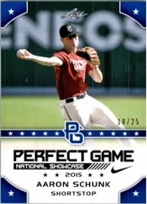 AARON SCHUNK 2015 Leaf Perfect Game NIKE All-American SHOWCASE BLUE Rookie #/25