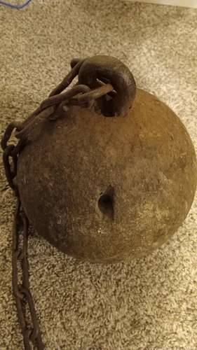 Antique Prisoner Ball & Chain  Heavy Ball Is 45 lbs....VERY HEAVY
