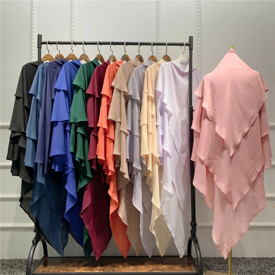 Overhead Muslim Women Long Hijab Khimar Niqab Burqa Caftan Abaya Islamic Scarf - Image 2 of 4