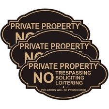 Private Property No Trespassing Sign, No Soliciting Sign for House, 3 Pack 7X4 I