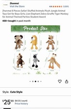 12 Pieces Safari Stuffed Animals 11.8 Inch Jungle Animal Toys Set Boys Girls Plu