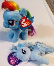 My Little Pony Trixie Lulamoon 2014 And 7" TY Sparkle Beanie Rainbow Dash W/Tags