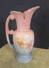Hull Art Pottery Vase Vintage 1940s Ewer Iris Design USA Pastel Pink Green 8.5"