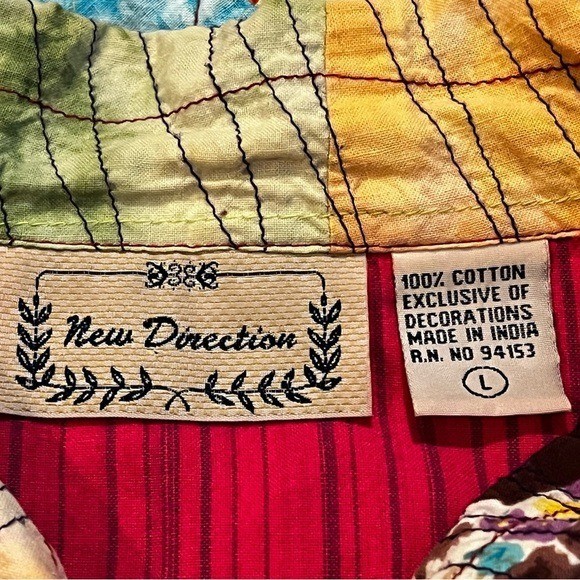 New Directions Patchwork Jacket Large Quilted Flo… - image 3