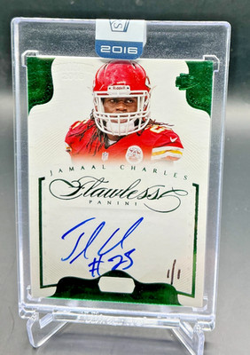 2016 Panini Honors Flawless JAMAAL CHARLES 1/1 Emerald On Card AUTO Chiefs