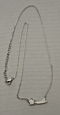 Vintage Shooting Star Meteor Necklace 925 Silver Pave Cubic Zirconia 18''