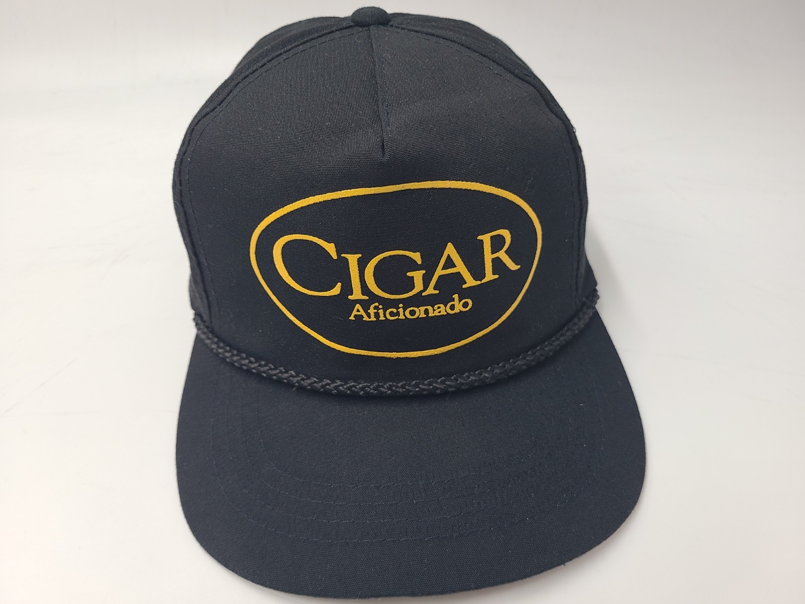 Vintage Cigar Aficionado Yupoong Rope Snapback Hat Cap Smoking Men Black Yellow