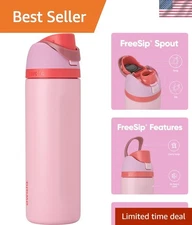 FreeSip Insulated Stainless Steel Water Bottle with Straw for Sports and Trav...