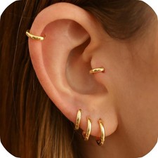 925 Sterling Silver Small Hoop Earrings for Women,Gold or 5mm, Gold