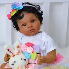 22in Reborn Baby Doll Soft Vinyl Lifelike Toddler Girl Handmade Dolls Kids Toy