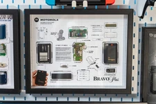 Motorola Bravo Plus Pager Teardown Art, Vintage Tech Display, Retro Electronics