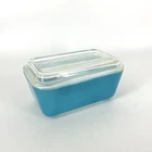 Vintage Pyrex 502-B Blue Refrigerator Dish with Lid Blue Fridgie  1  1/2 Cups