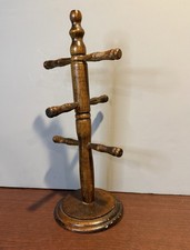 Vintage Wooden 6 Peg Coffee Mug Cup Holder Tr...