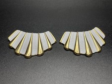 Vintage 80s Bluette Made in France Shoe Clip Ornaments Gold  Cream Colored 2"
