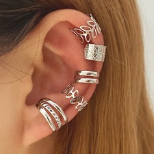 Clip Earrings Leaf Ear Cuff Gold Color Non Piercing Polished Metal Jewelry