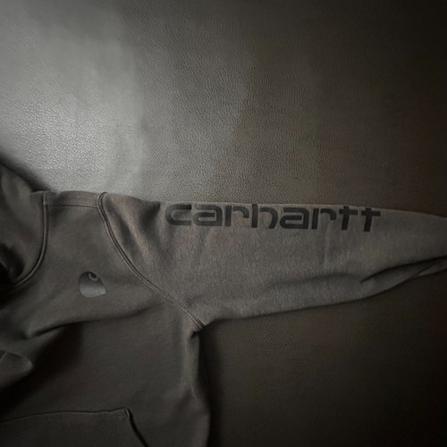 Carhartt Hoodie Boys Medium Gray (Fits Adult Small) Sleeve Logo Workwear Relaxed - Picture 3 of 8