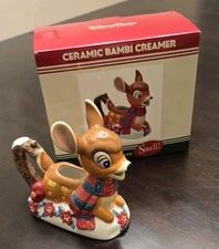 Disney Parks Authentic Original Ceramic Bambi creamer Happy Holidays NEW