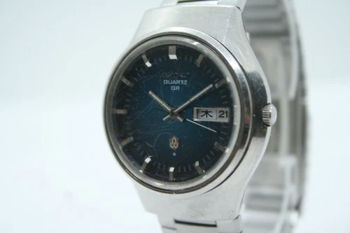 [As-Is] Vintage SEIKO QR 3863-7010 Quartz Day/Date Blue Dial Mens From JAPAN