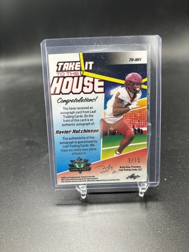 Xavier Hutchinson 2022 Leaf Valiant Take It To The House Purple Auto /15 Texans - Picture 2 of 2