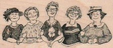 Five Ladies 2 x 4 1/4" Rubber Stamp, People Stamp, Women Stamp