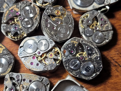 Lot 42 Movement Bulova Longines Hamilton Elgin Gruen Watham Wittnauer Parts fix - Imagen 16 de 18
