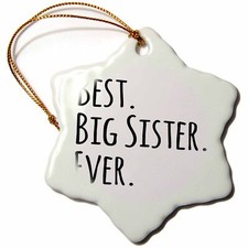 3dRose Best Big Sister Ever - Gifts for siblings - black text 3 inch Snowflake P