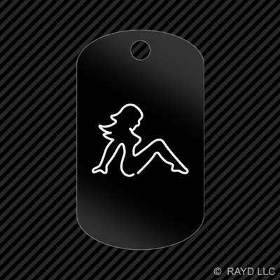 Mudflap Girl Keychain GI dog tag engraved many colors  #2 trucker